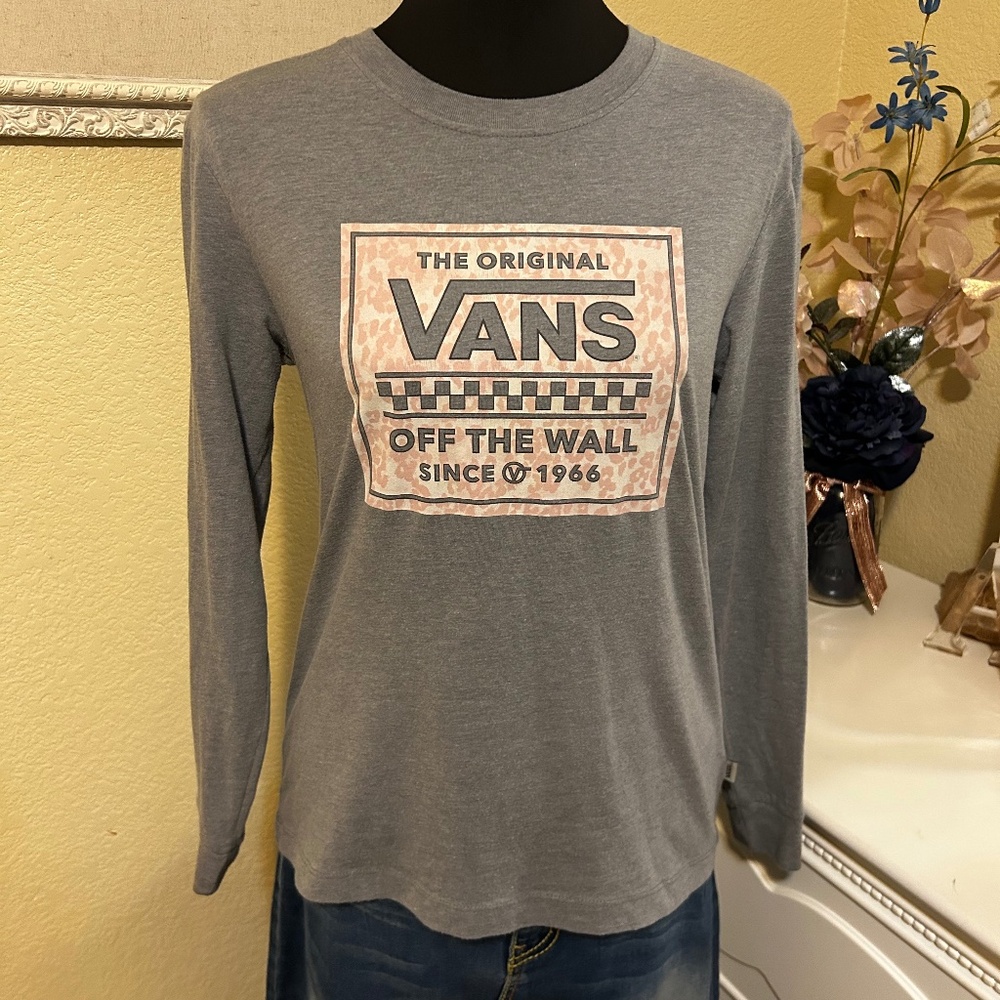Vans Gray and Pink Long Sleeve Top